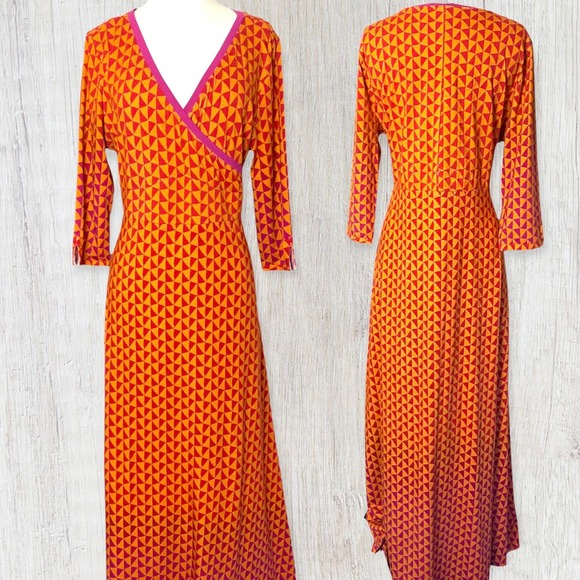 Soft Surroundings Dresses & Skirts - Soft Surroundings Orange Geometric Shape V Neck Maxi Dress